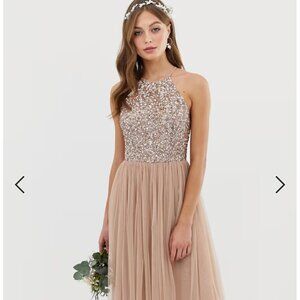 ASOS Sequin Top Tulle Halter Dress